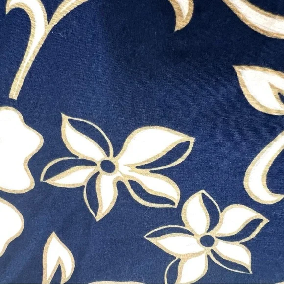 Hilo Hattie Vintage Hibiscus Tropical Cotton Navy Blue Wrap Skirt Women’s Medium - Picture 4 of 6
